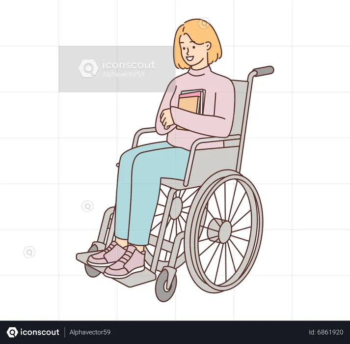 Handicapped girl sitting in wheelchair  Illustration