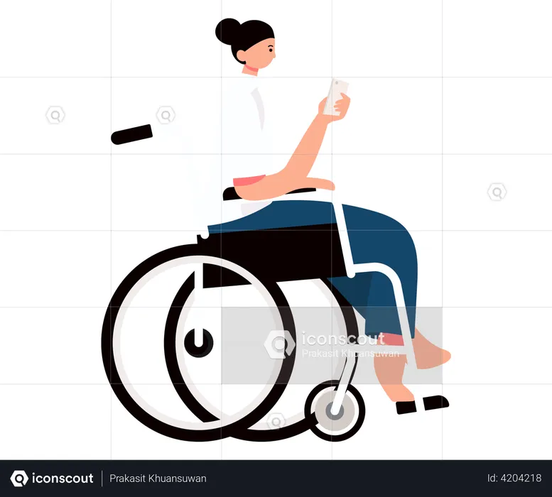 Handicapped Girl using mobile  Illustration