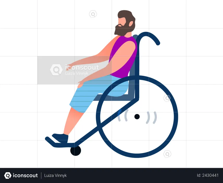 Handicapped man sitting on wheelchair  Illustration