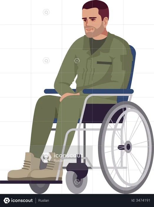 Handicapped man sitting on wheelchair  Illustration