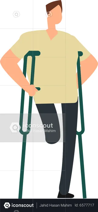 Handicapped man with crutches  Illustration