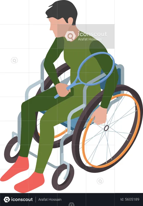 Handicapped player playing tennis  Illustration