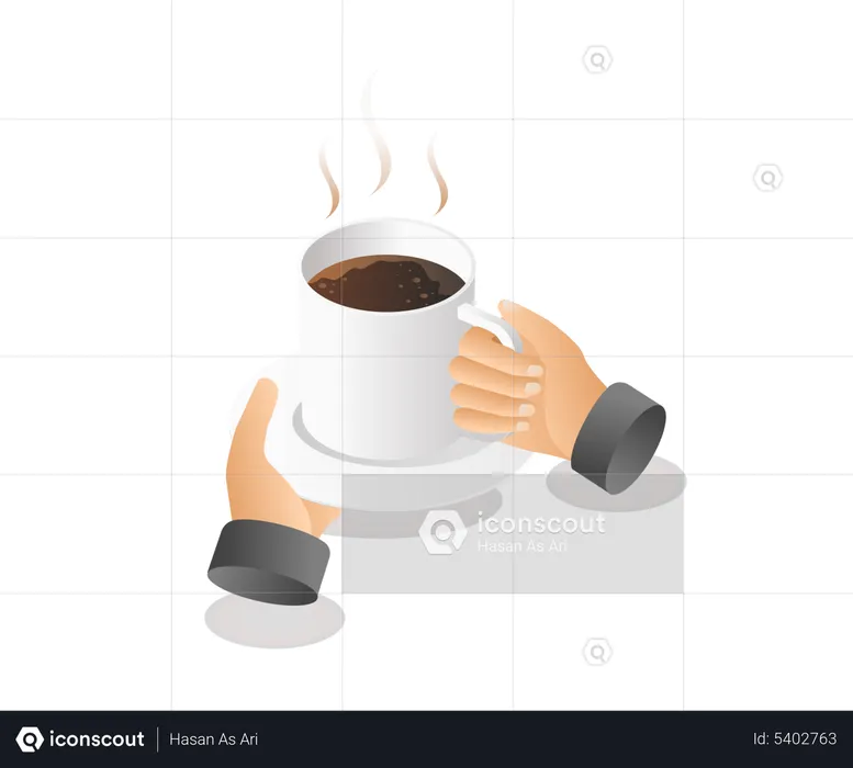 Hands carrying a cup of coffee  Illustration