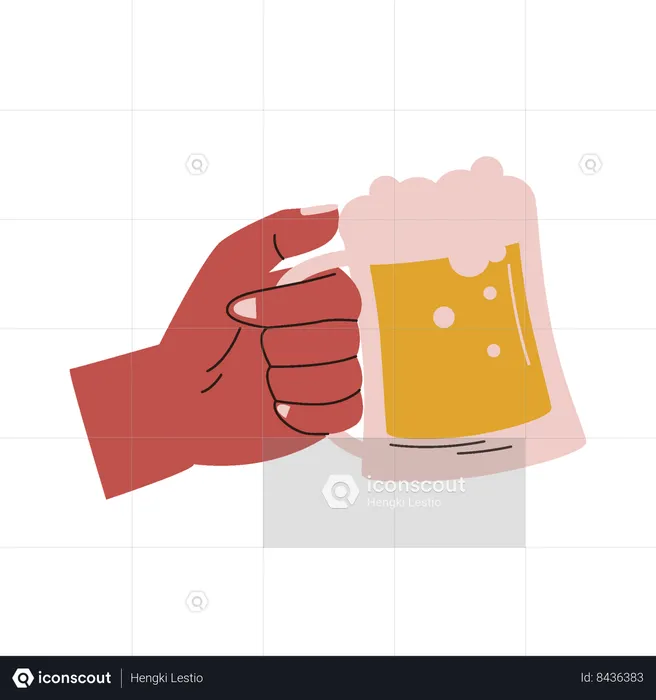 Hands holding beer  Illustration