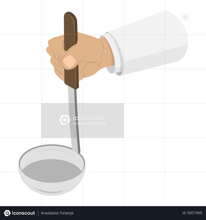 Hands Holding ladle  Illustration