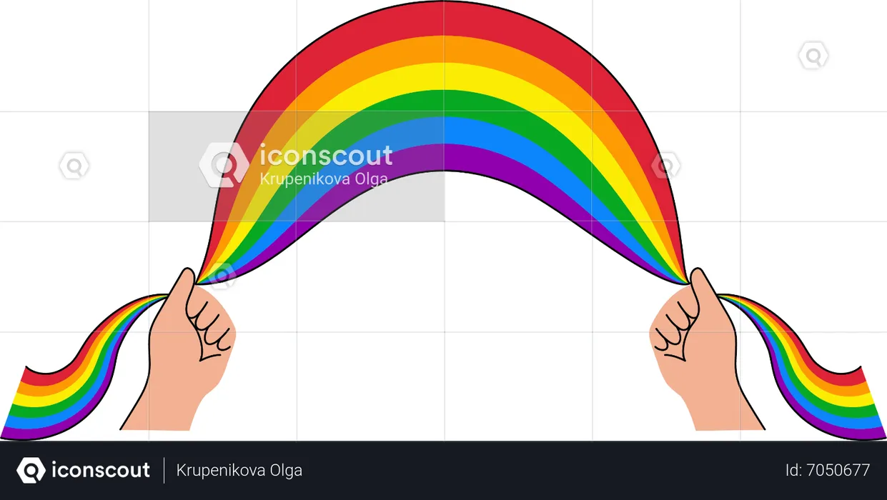 Hands holding LGBT flag rainbow  Illustration