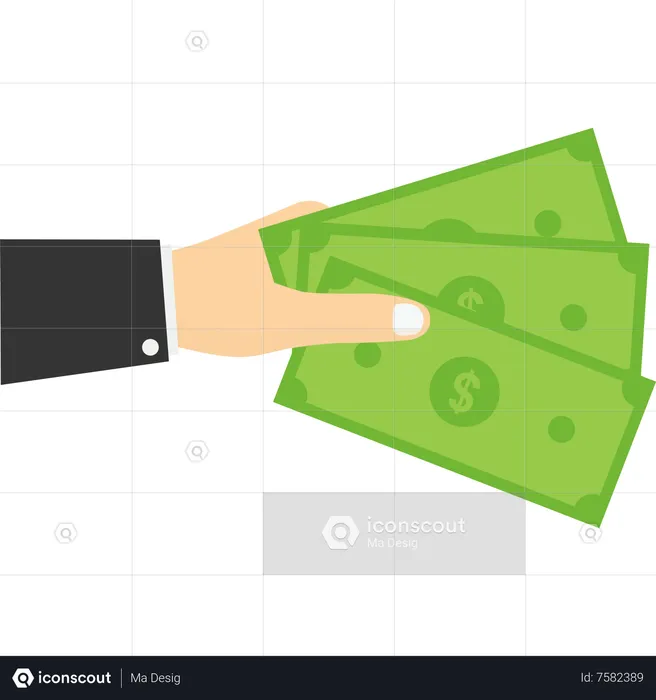 Hands holding money Salary  Illustration