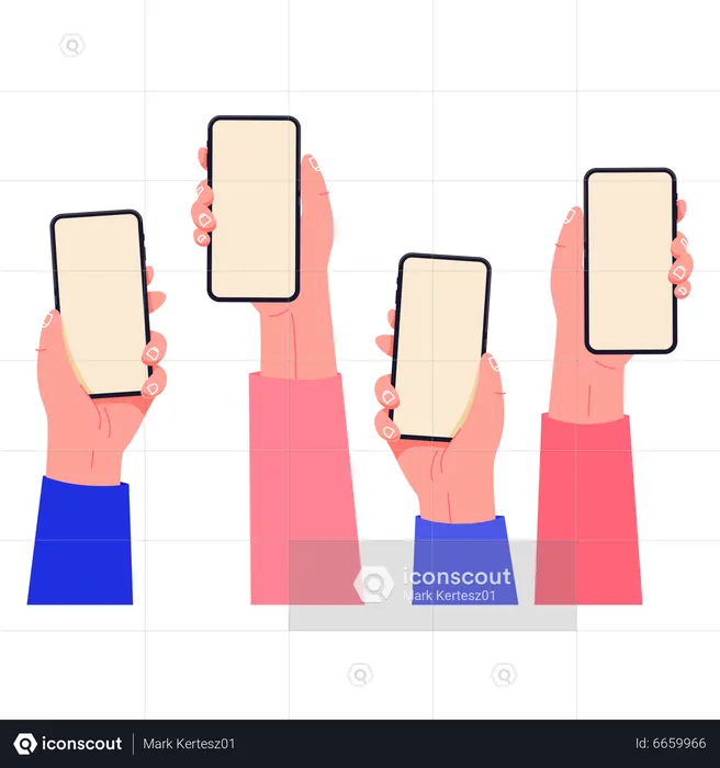 Hands holding phones  Illustration
