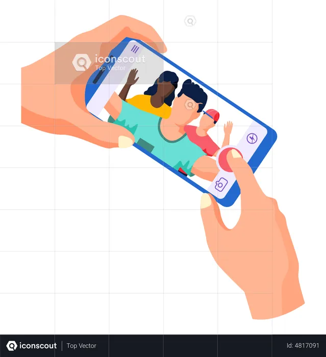 Hands holding smartphone  Illustration