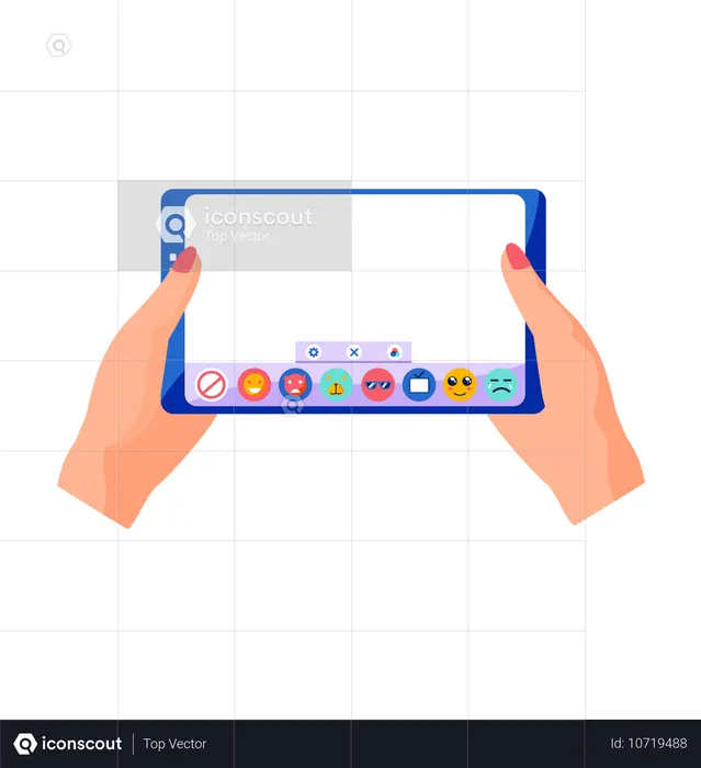 Hands holding smartphone and touching screen  Illustration