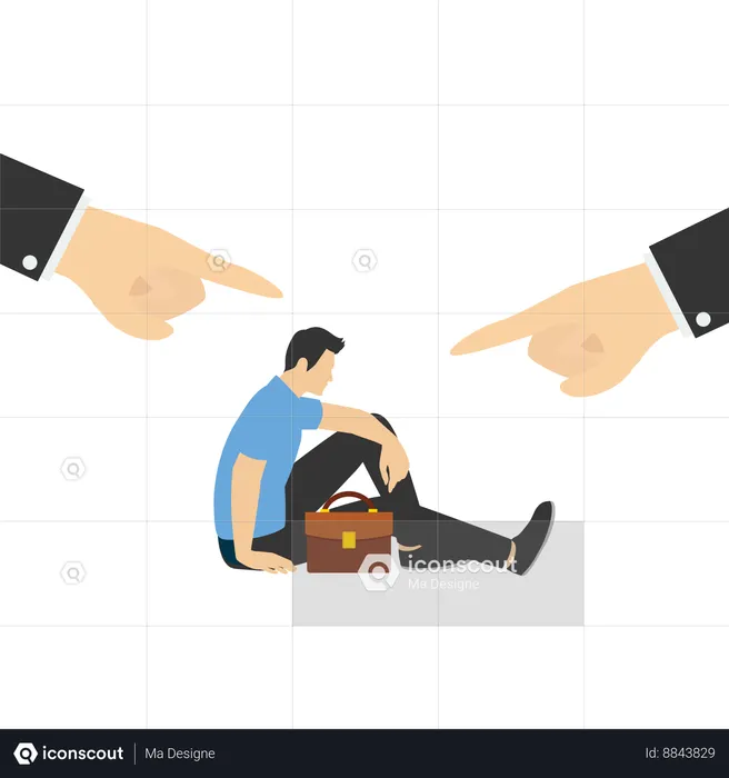 Hands pointing at man for concept blame and condemnation person who made mistake  Illustration