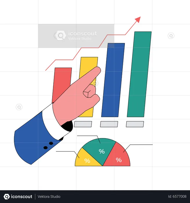 Hands pointing bar graphic chart  Illustration