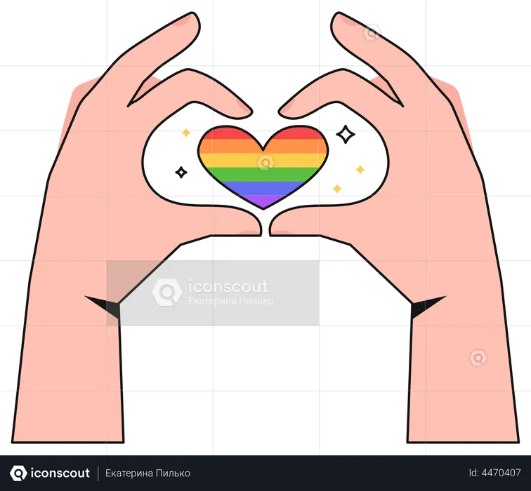 Hands showing LGBT heart gesture  Illustration