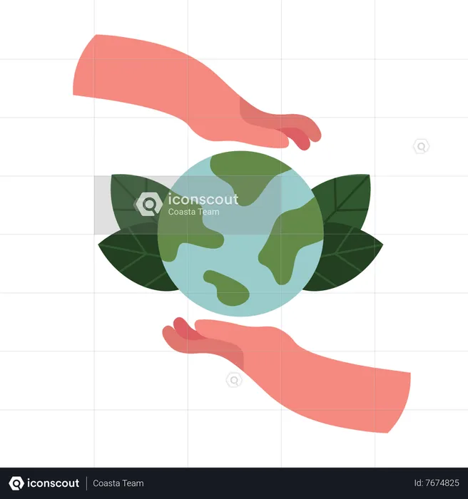 Hands surrounding earth  Illustration