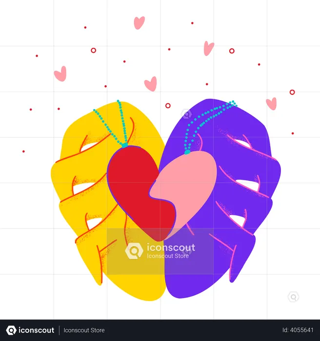 Hands with hearts  Illustration