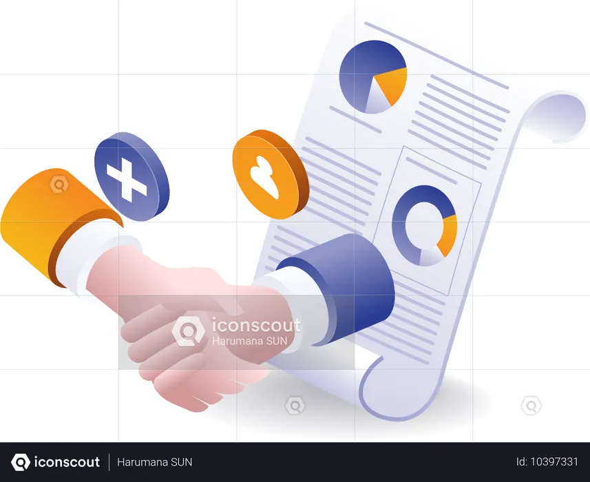 Handshake in developing business  Illustration