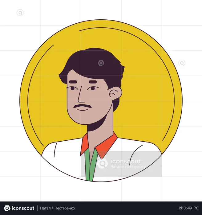 Handsome indian man with mustach  Illustration