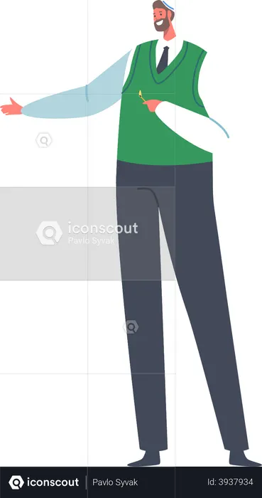 Handsome Jewish Businessman in Green Vest  Illustration
