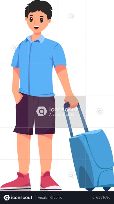 Handsome Tourist Carrying Suitcase  Illustration