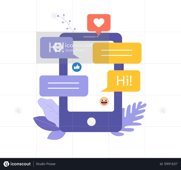 Mobiles Chatten  Illustration