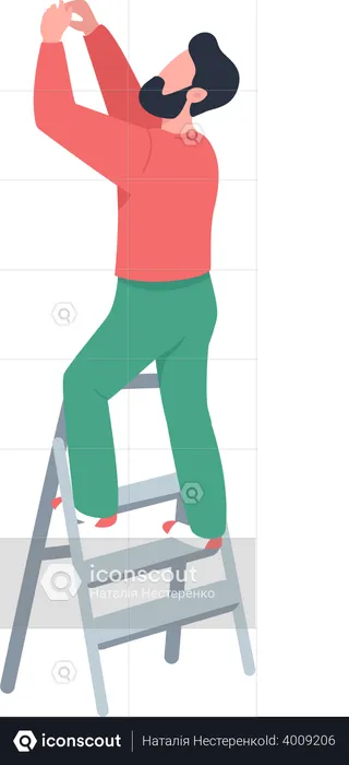 Handyman on ladder  Illustration