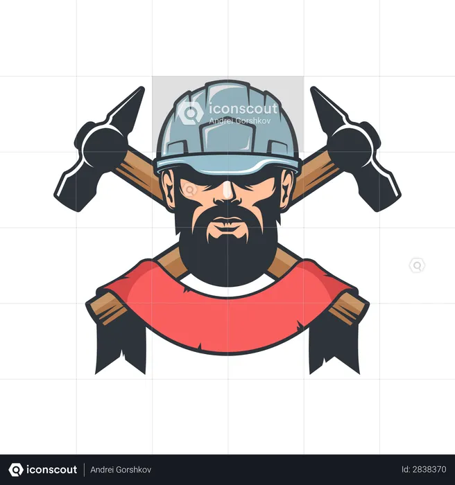 Handyman with background of Hammers  Illustration