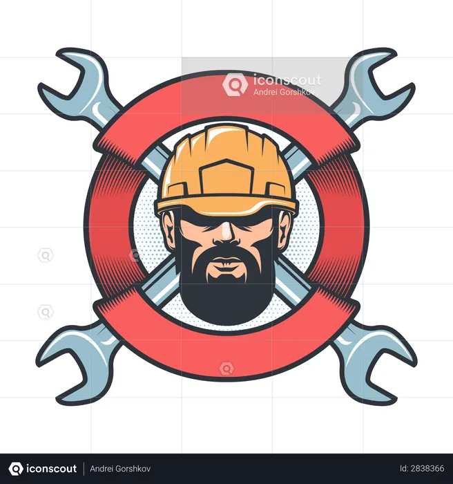 Handyman with background of Wrench  Illustration