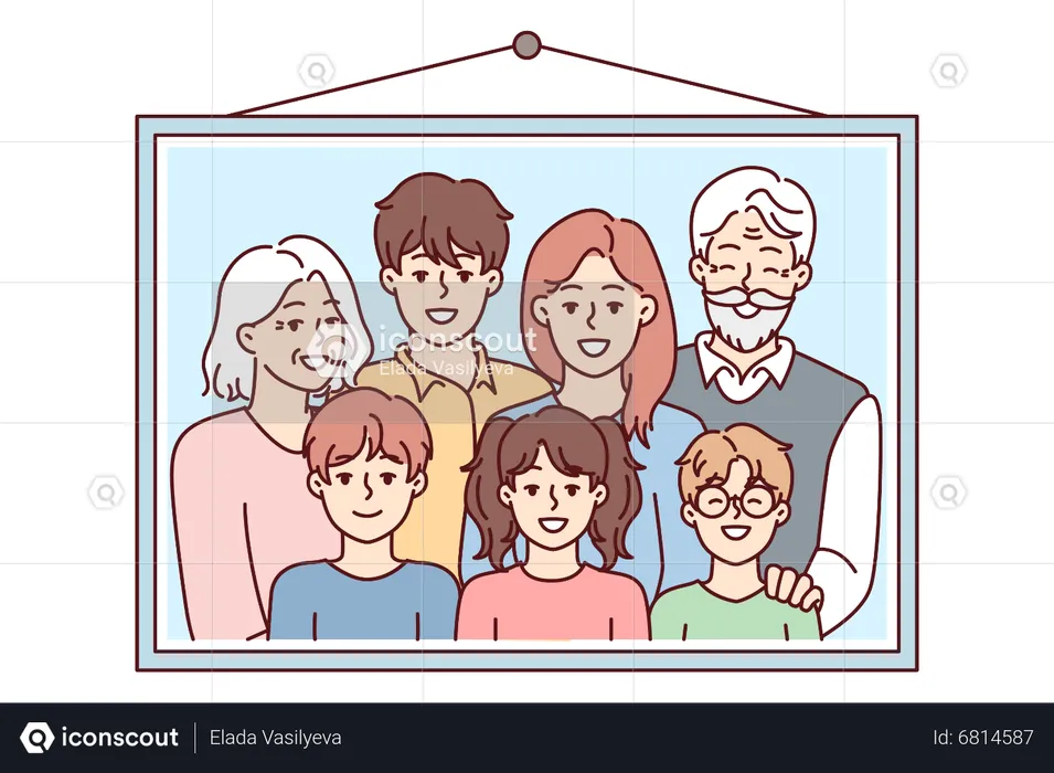 Hanging family photo frame  Illustration