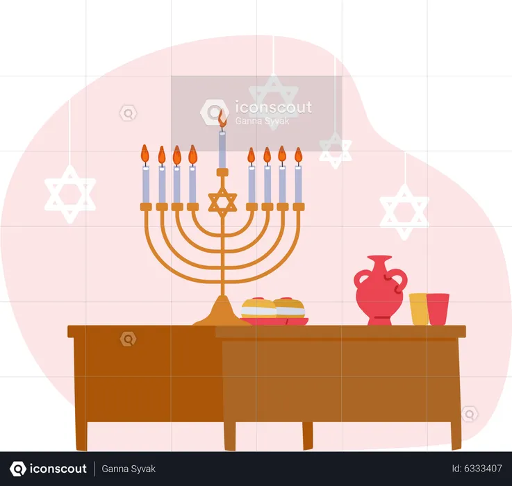 Hanukah Israel Holiday  Illustration