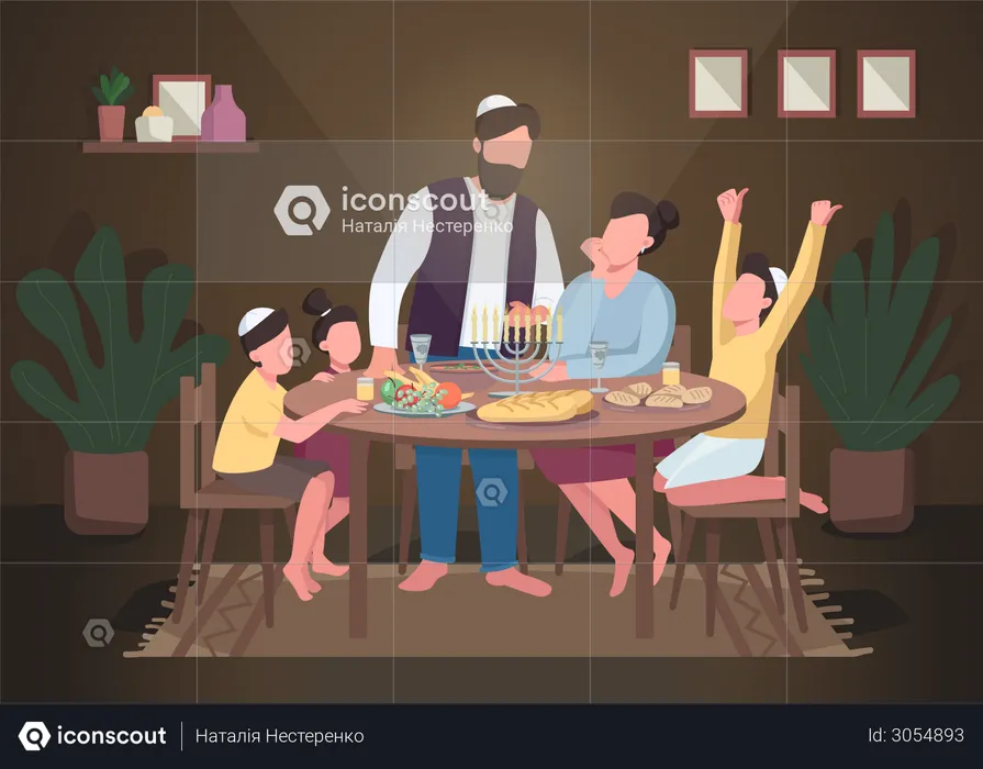 Hanukkah dinner  Illustration