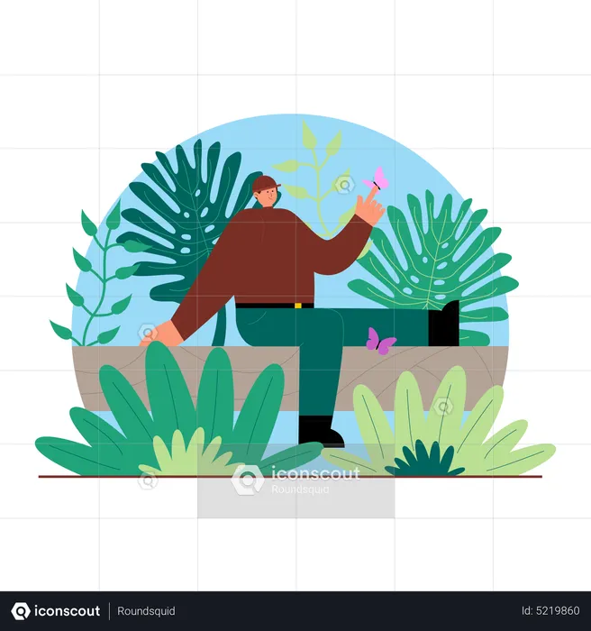 Happy Adventurer in jungle  Illustration