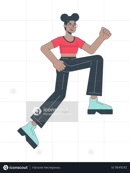 Happy african american girl running  Illustration