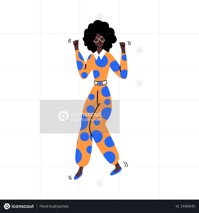 Happy African woman dancing and smiling Illustration