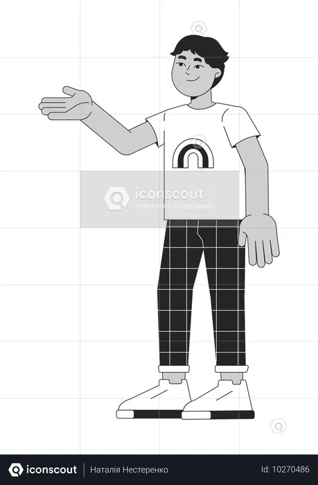 Happy arab boy pointing aside  Illustration