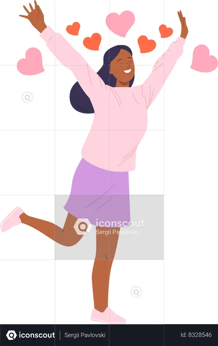 Happy beloved young teenager woman feeling self-love, self-acceptance  Illustration