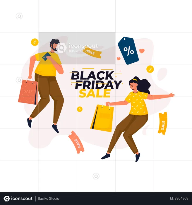 Happy Black friday shopping sale  Illustration