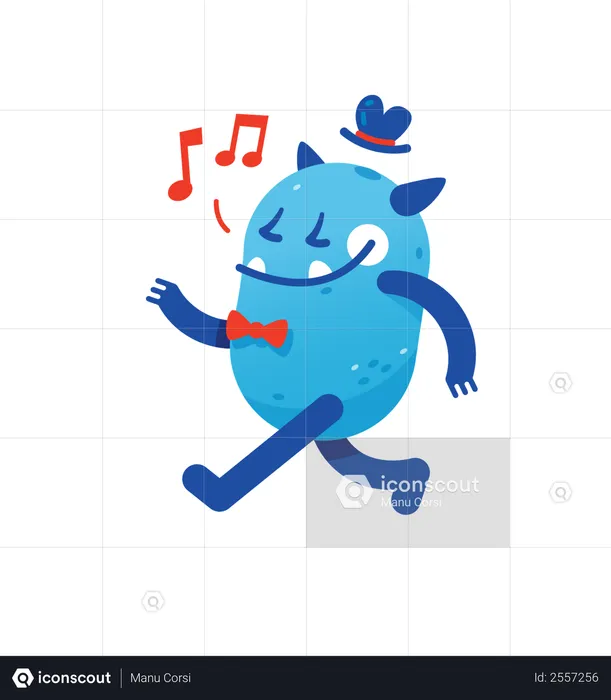 Happy Blue Elegant Monster  Illustration