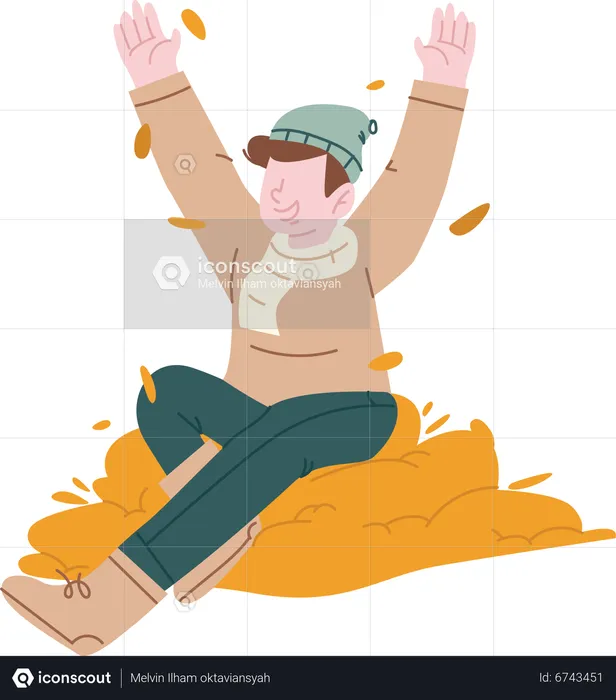 Happy Boy enjoying autumn season  Illustration