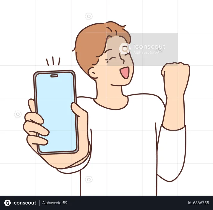 Happy Boy showing mobile screen  Illustration