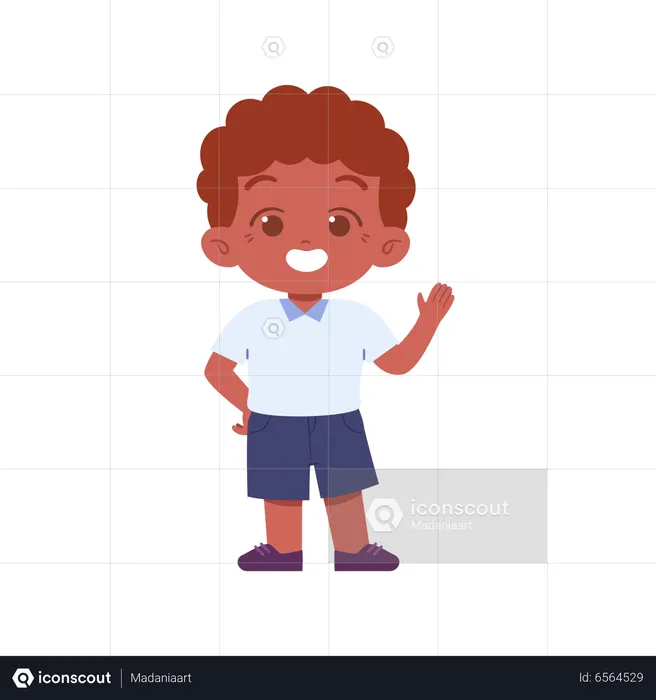Happy Boy Showing Right Hand  Illustration