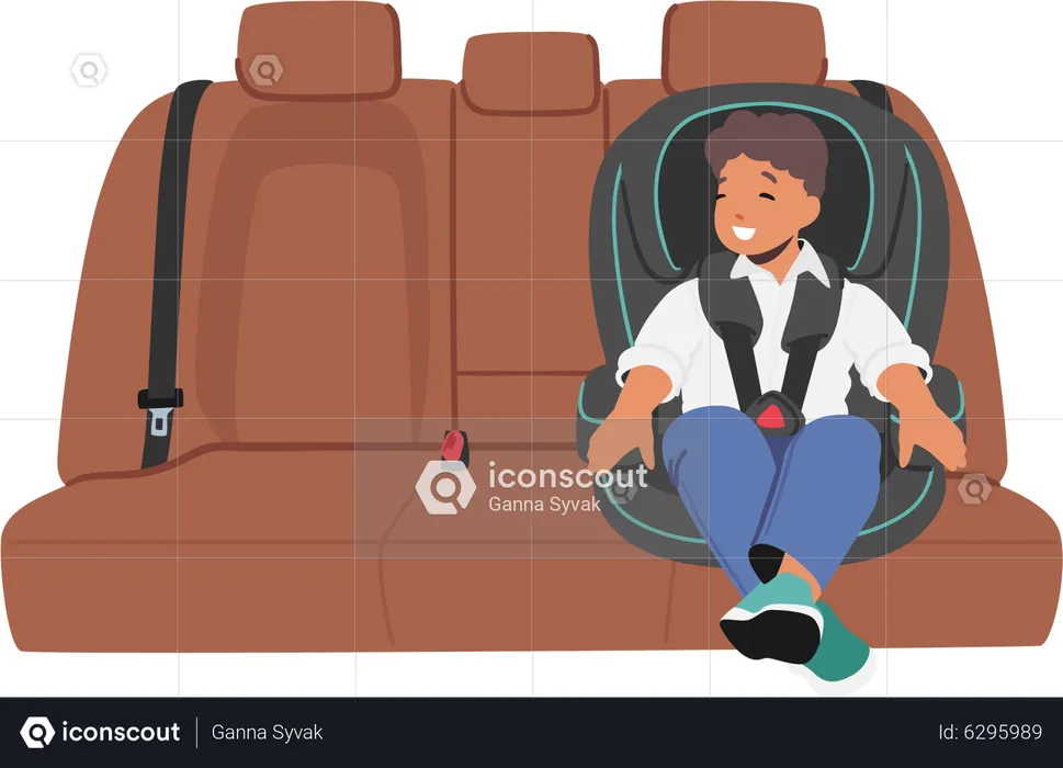 Happy Boy Smile Sit in Comfortable Chair for Transportation  Illustration