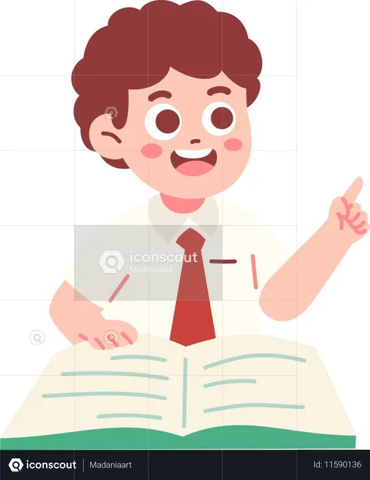 Happy boy Student Reading Book  Illustration