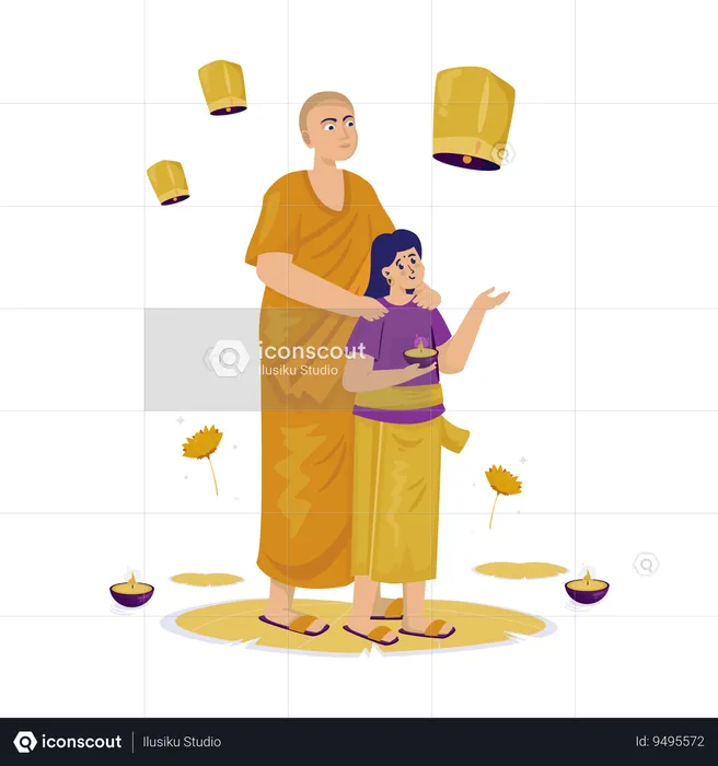 Happy Buddhist Festival  Illustration