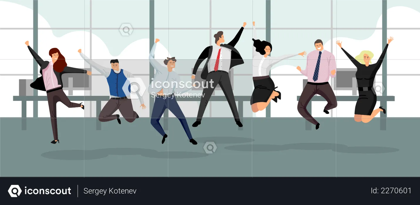 Happy business people, Winning and leadership  Illustration