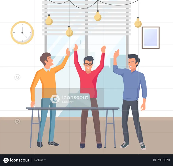 Happy business team developing solutions  Illustration