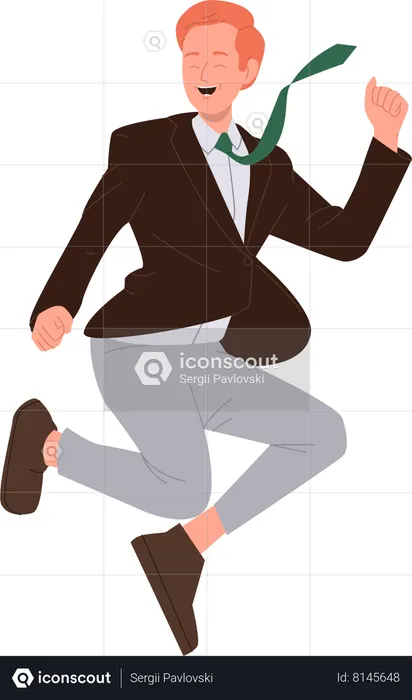 Happy businessman jumping in air  Illustration
