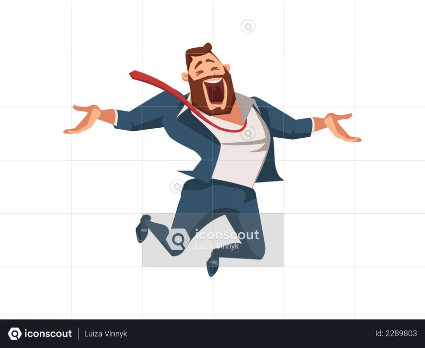 Happy businessman jumping with joy  Illustration