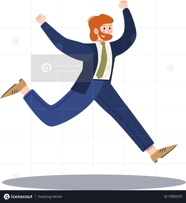 Happy Businessman running  Illustration