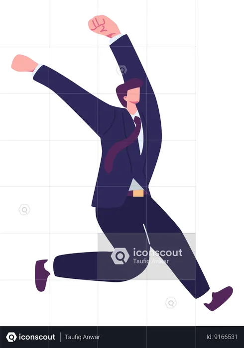 Happy businessman running  Illustration