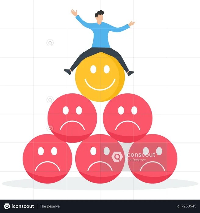Happy businessman sitting on a smiling face  Illustration